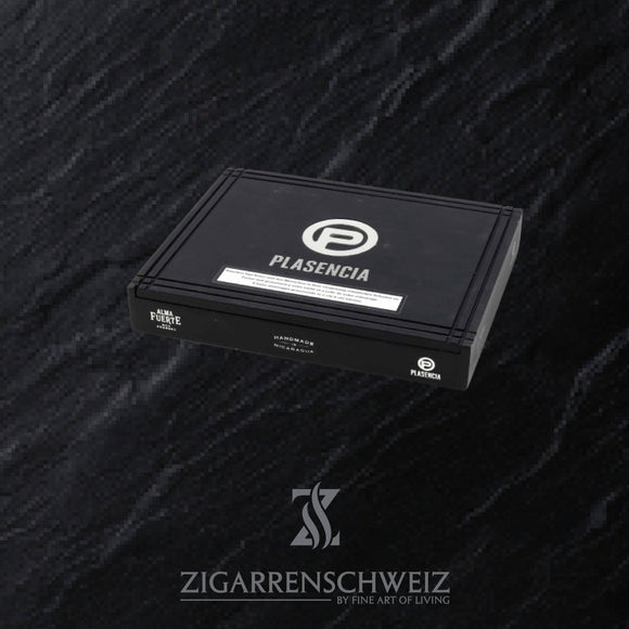 Plasencia Alma Fuerte Generación V, geschlossene 10er Zigarrenkiste aus Holz mit Plasencia Logo