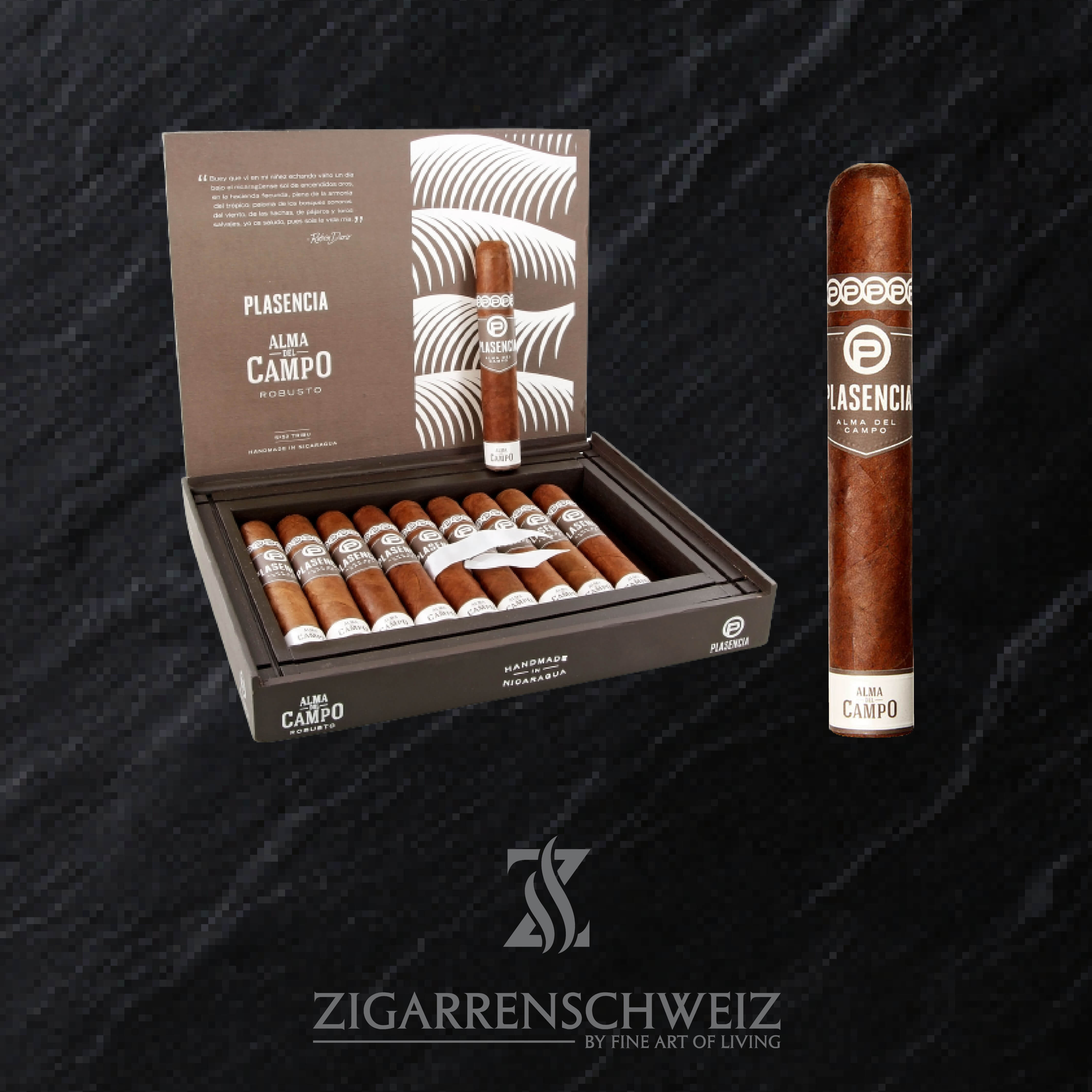 offene Zigarren Kiste Plasencia Alma del Campo Guajiro im Robusto Gordo Format