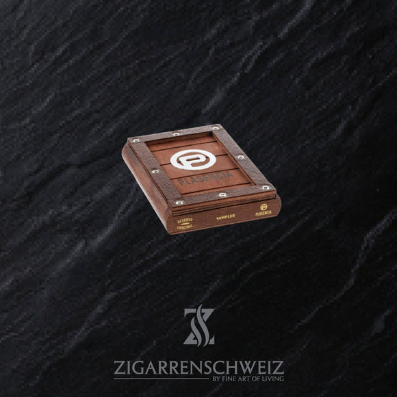 Plasencia Reserva Original Zigarren Sampler, geschlossene Sampler Box aus dunkel lackiertem Holz