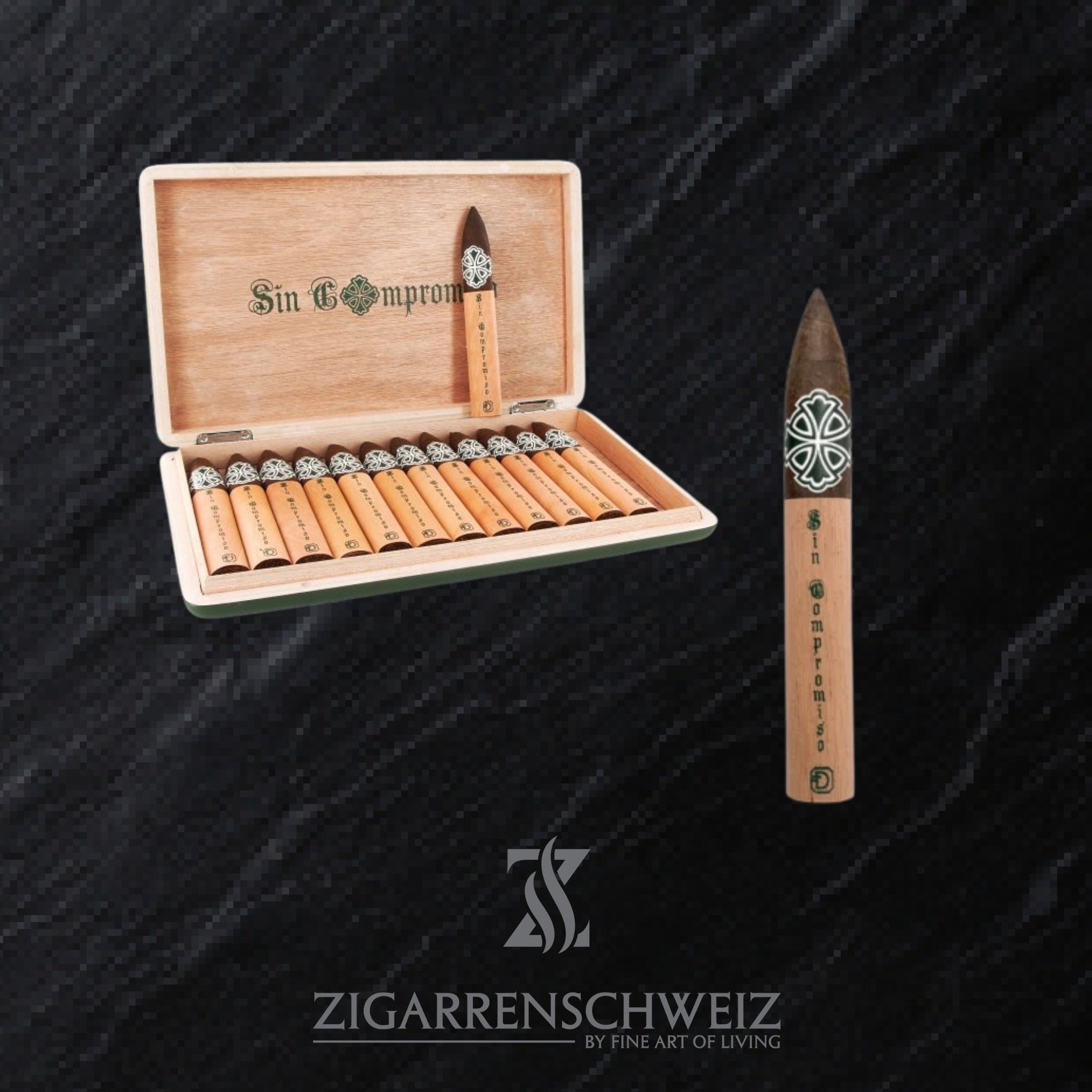 offene Kiste SAKA Sin Compromiso No. 2 Zigarren im Torpedo Format