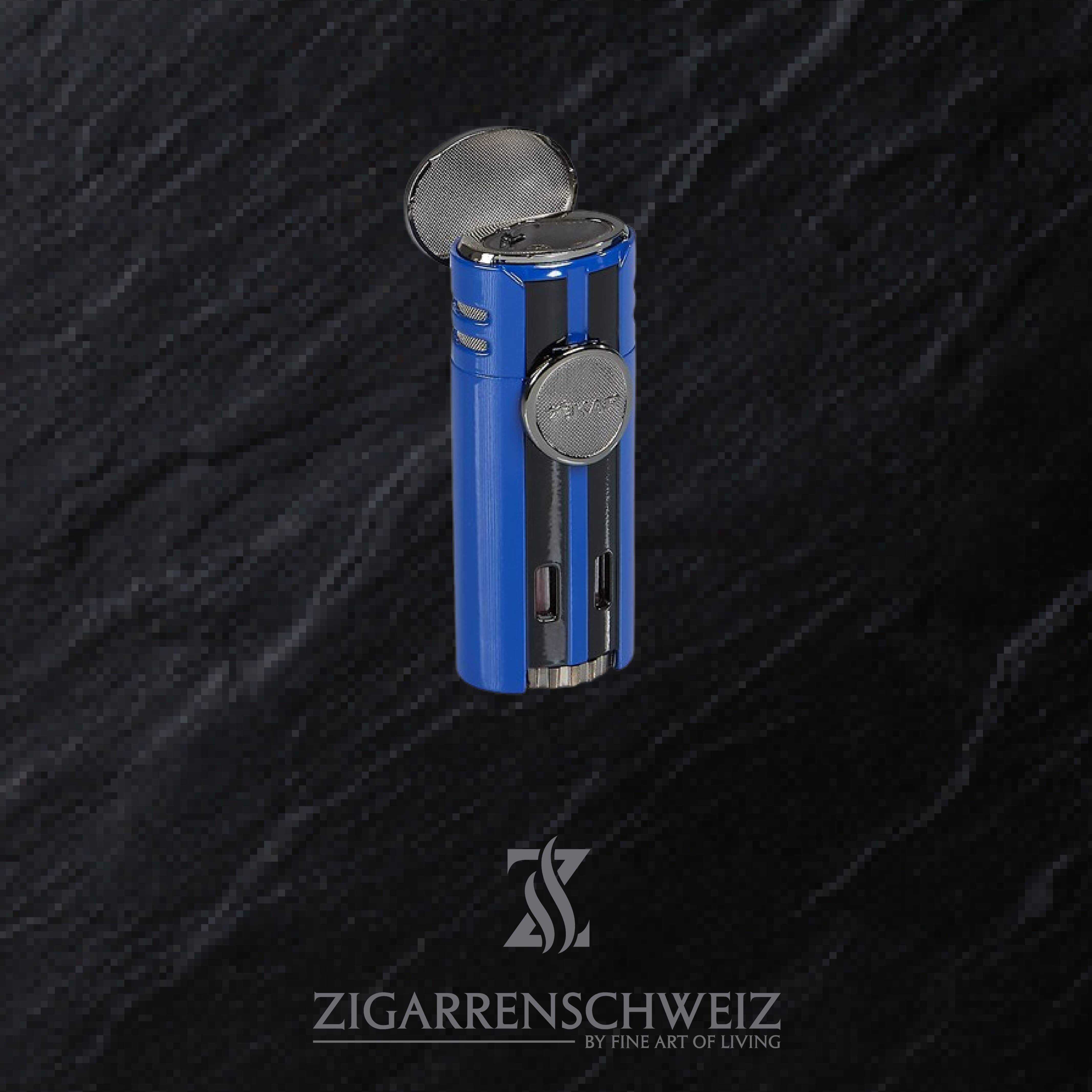 Xikar HP4 Jet Flame Butan Gas Zigarren Feuerzeug für Zigarren / Deckel offen / Farbe: Blau
