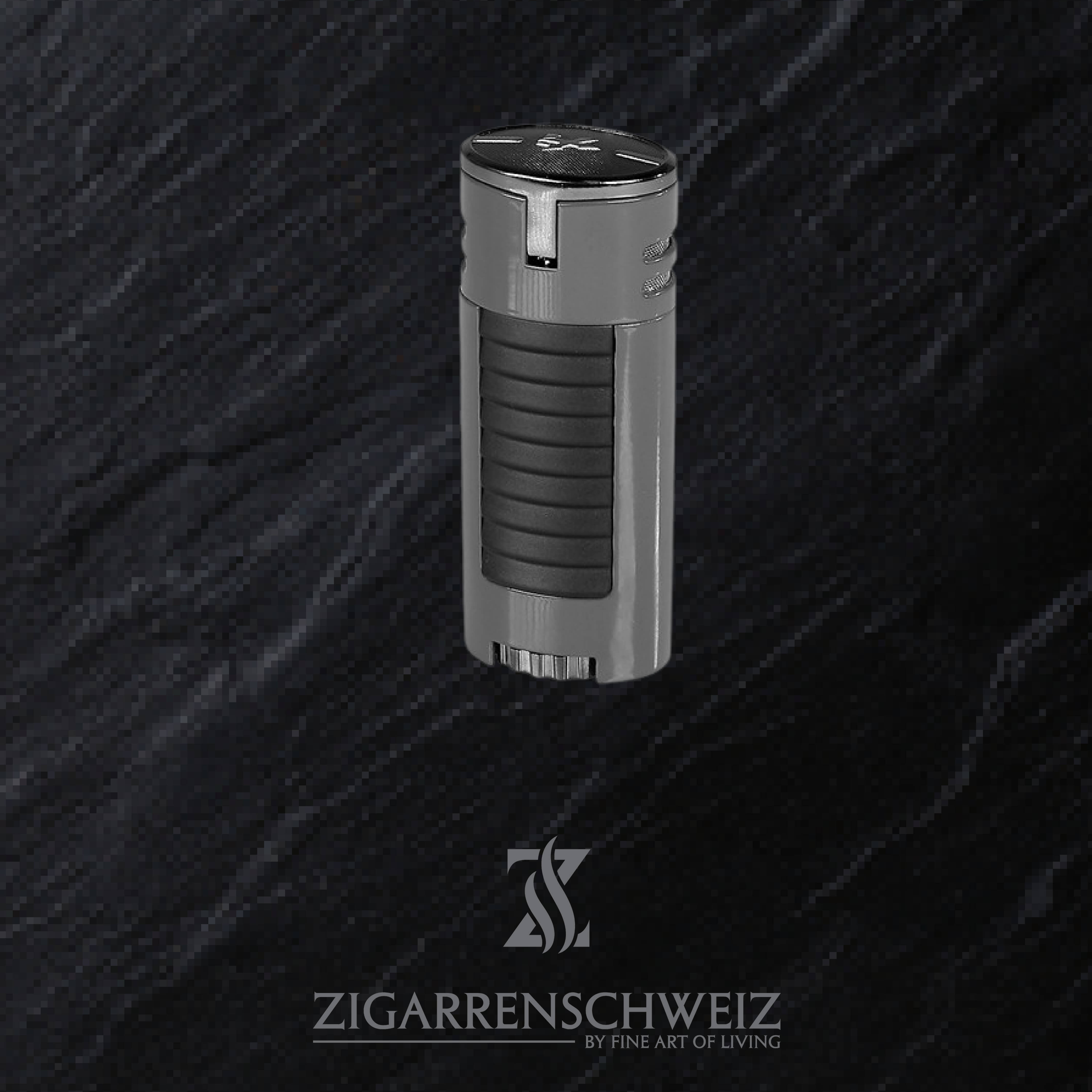 Xikar HP4 Jet Flame Butan Gas Zigarren Feuerzeug für Zigarren / Deckel geschlossen / Farbe: Grau