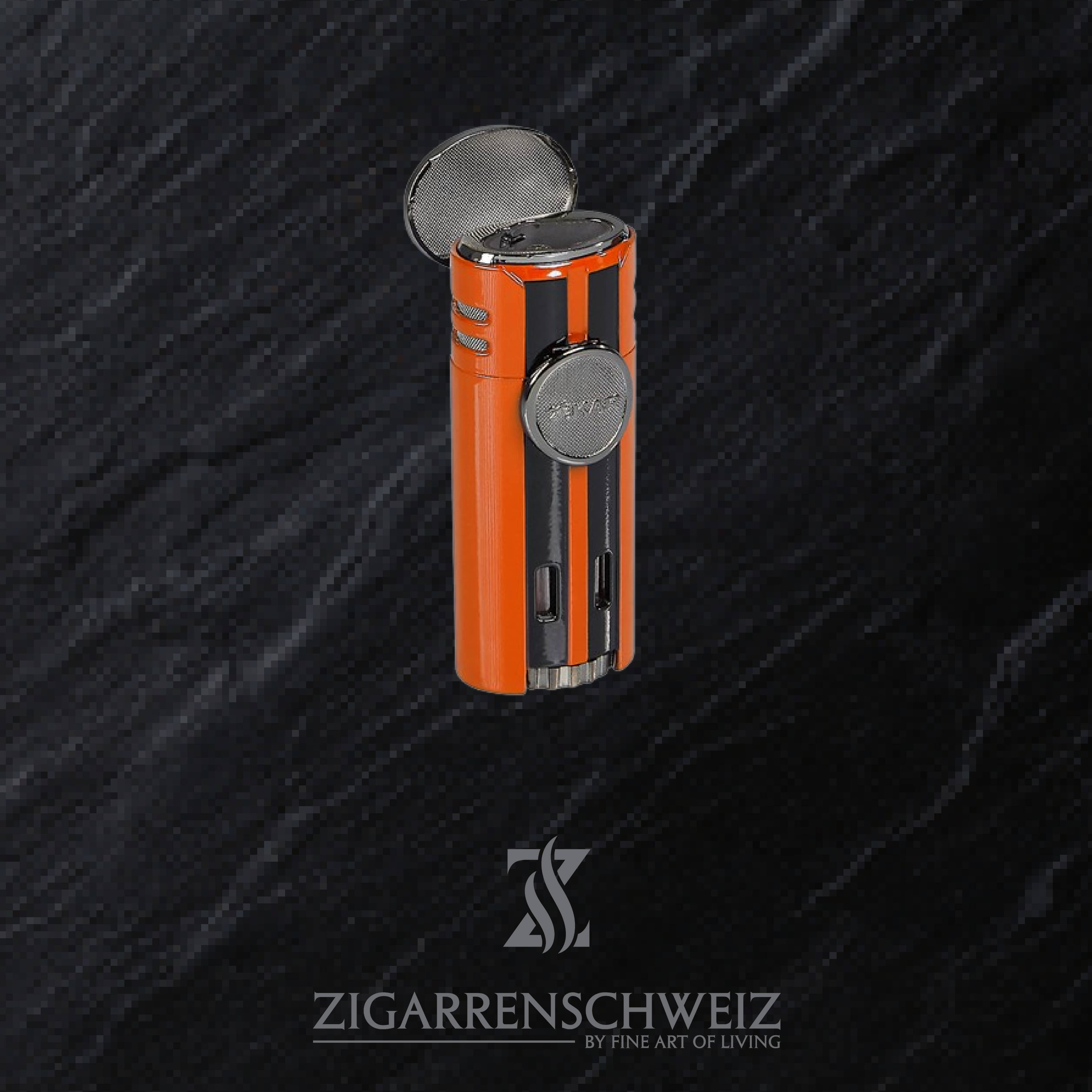 Xikar HP4 Jet Flame Butan Gas Zigarren Feuerzeug für Zigarren / Deckel offen / Farbe: Orange
