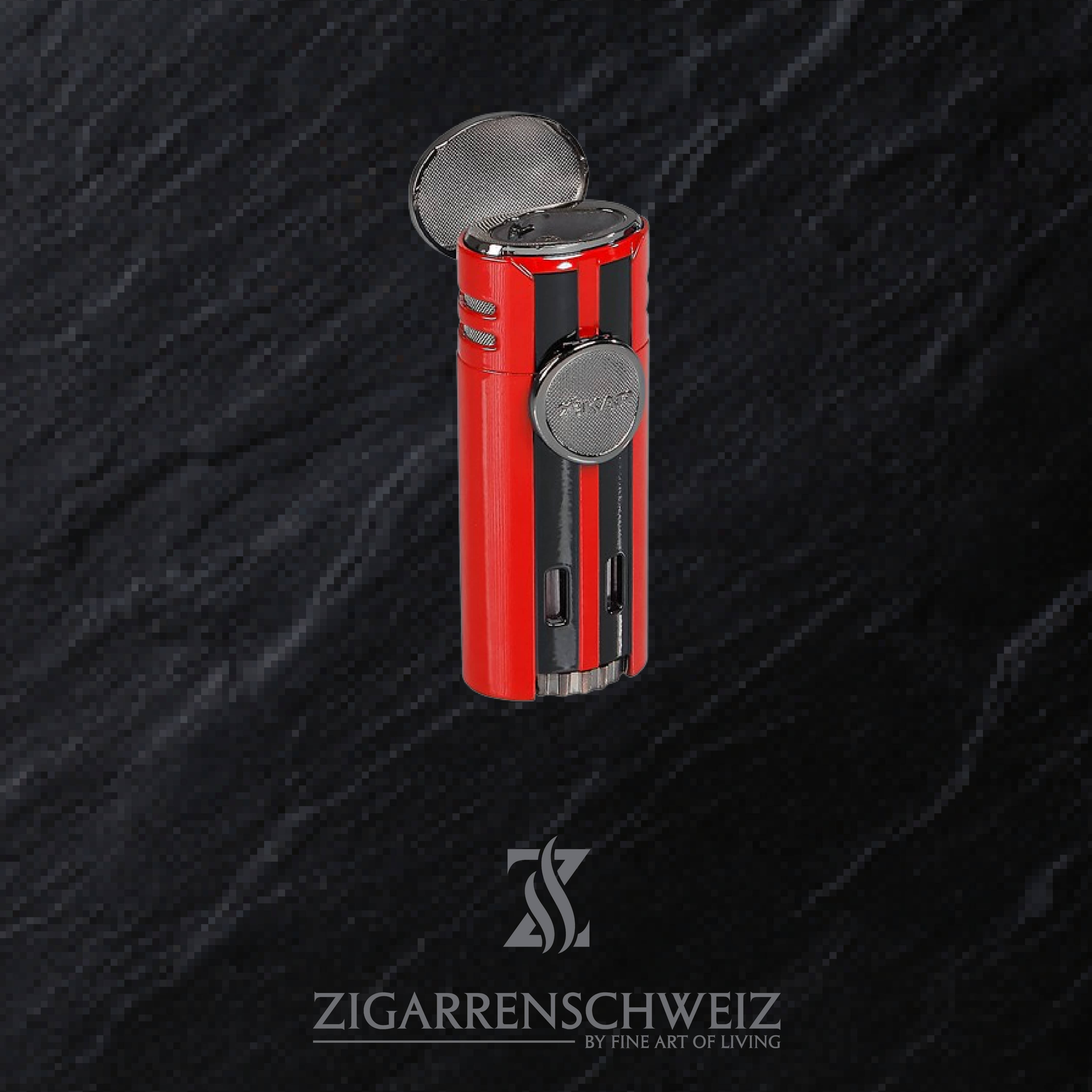 Xikar HP4 Jet Flame Butan Gas Zigarren Feuerzeug für Zigarren / Deckel offen / Farbe: Rot