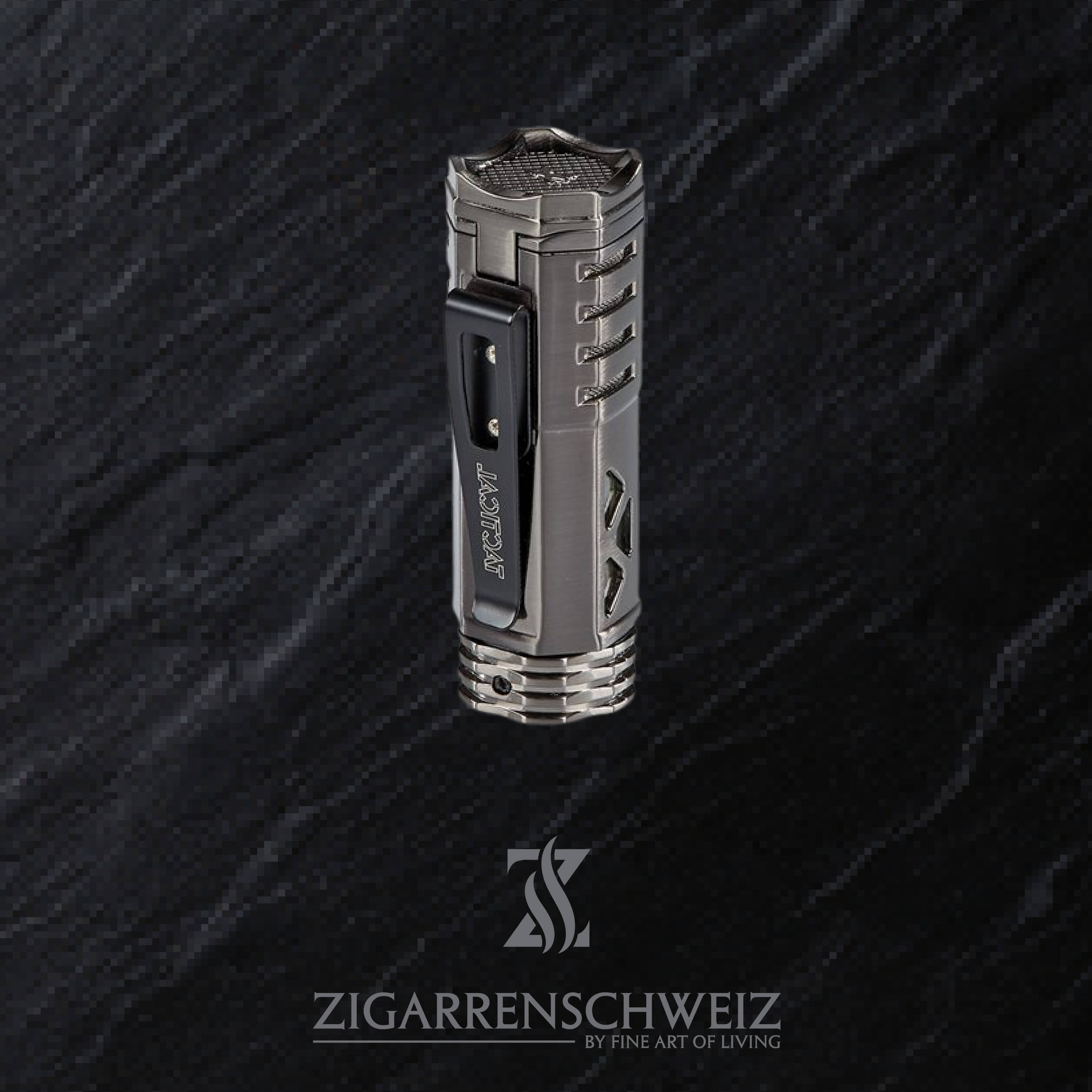 Xikar Tactical 1 Single Jet Flame Feuerzeug für Zigarren, Deckel geschlossen / Farbe: Gun Metal