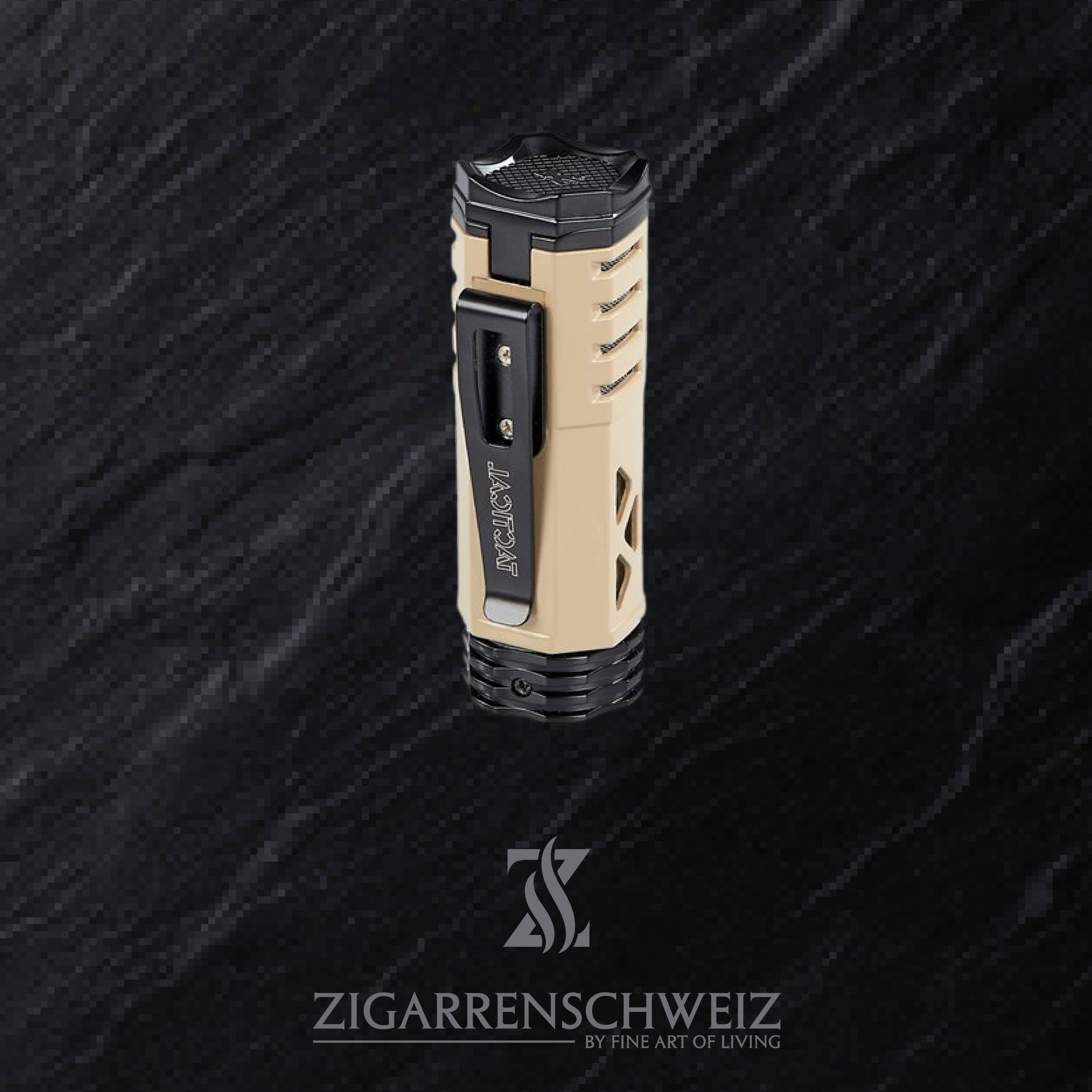 Xikar Tactical 1 Single Jet Flame Feuerzeug für Zigarren, Gurt-Clip + Zigarren Halter / Farbe: Gun Metal