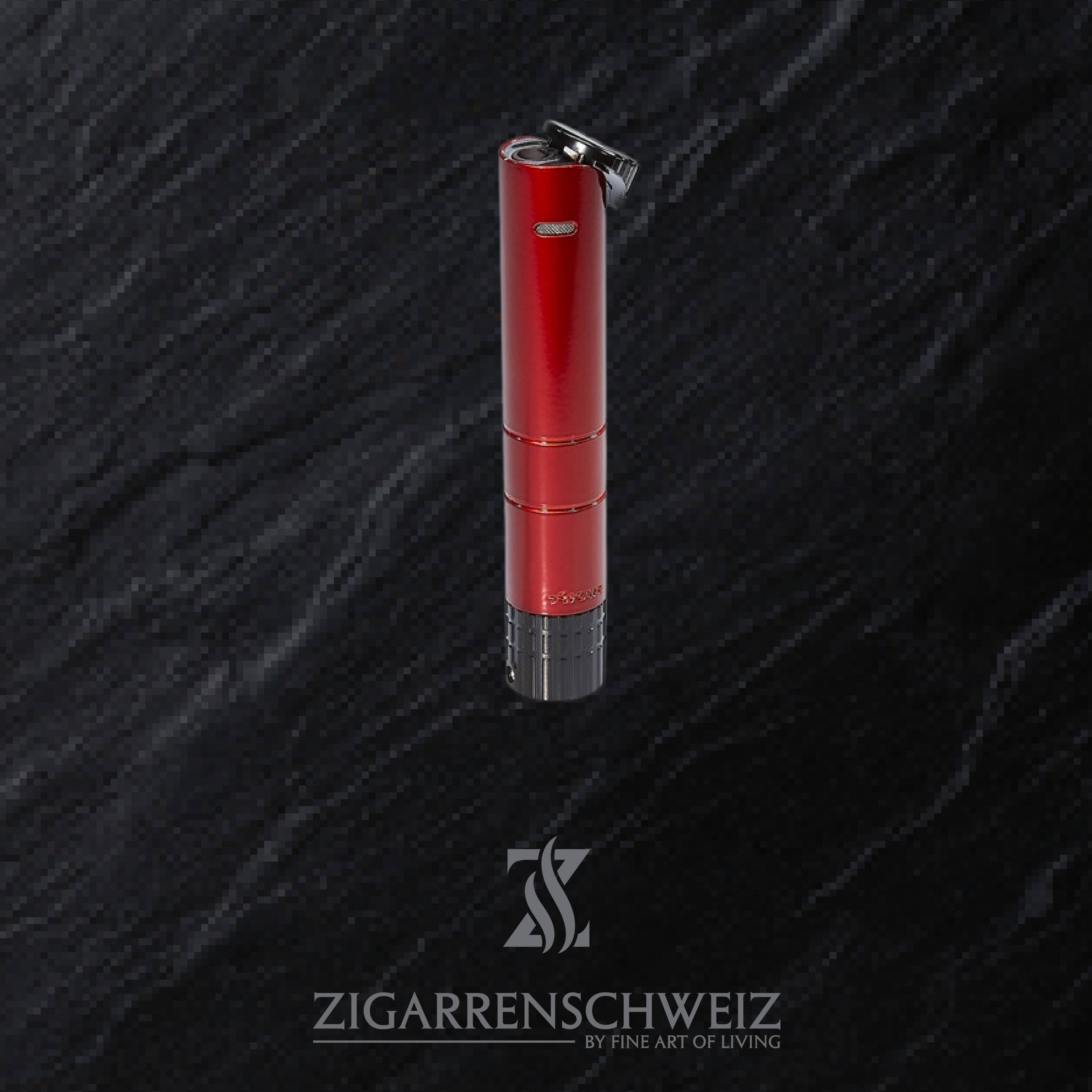 Xikar Turrim Single Jet-Flame Feuerzeug, Farbe: Rot, Deckel offen