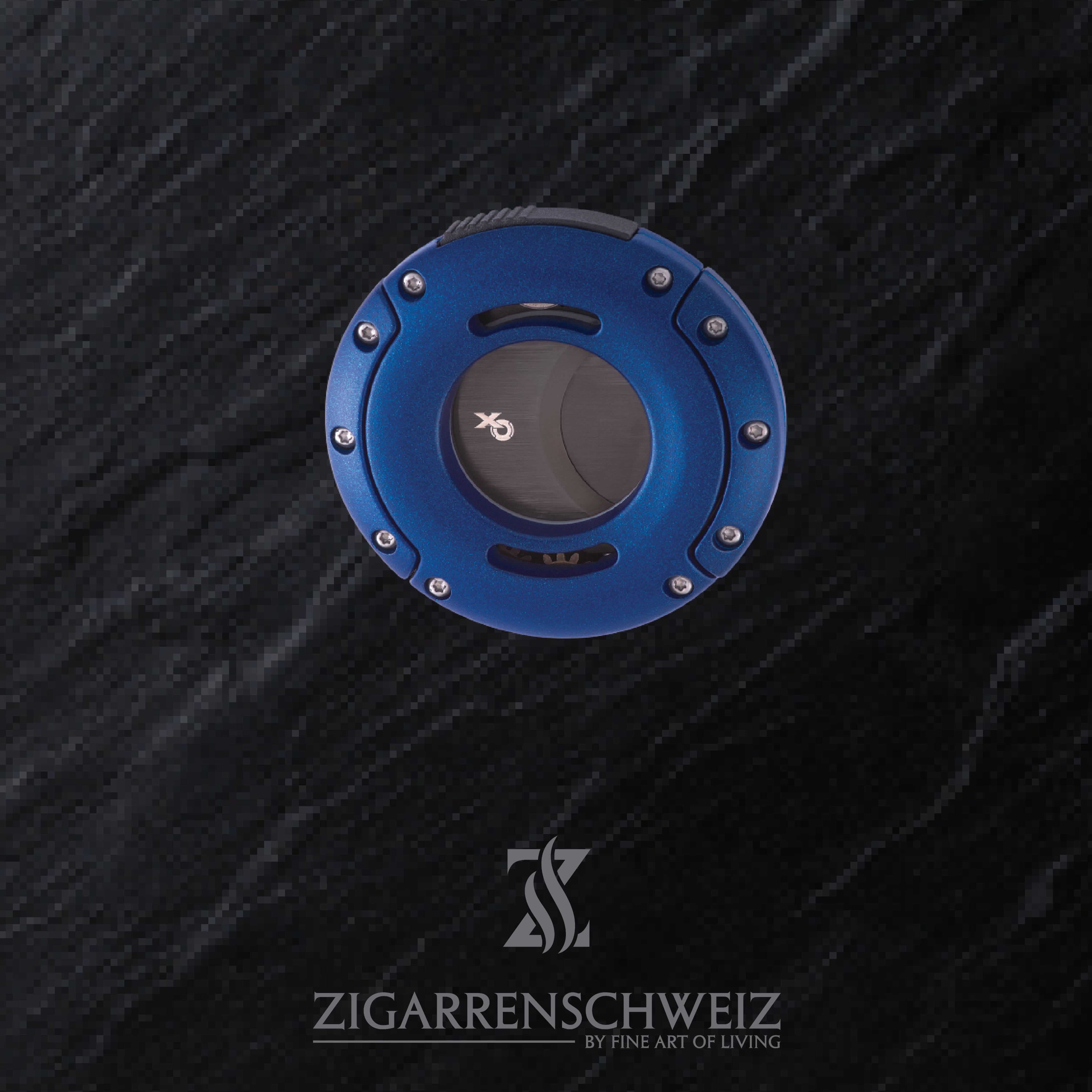 Xikar XO Zigarren Cutter, Farbe Gehäuse: Blau, Farbe Klingen: Schwarz, geschlossen