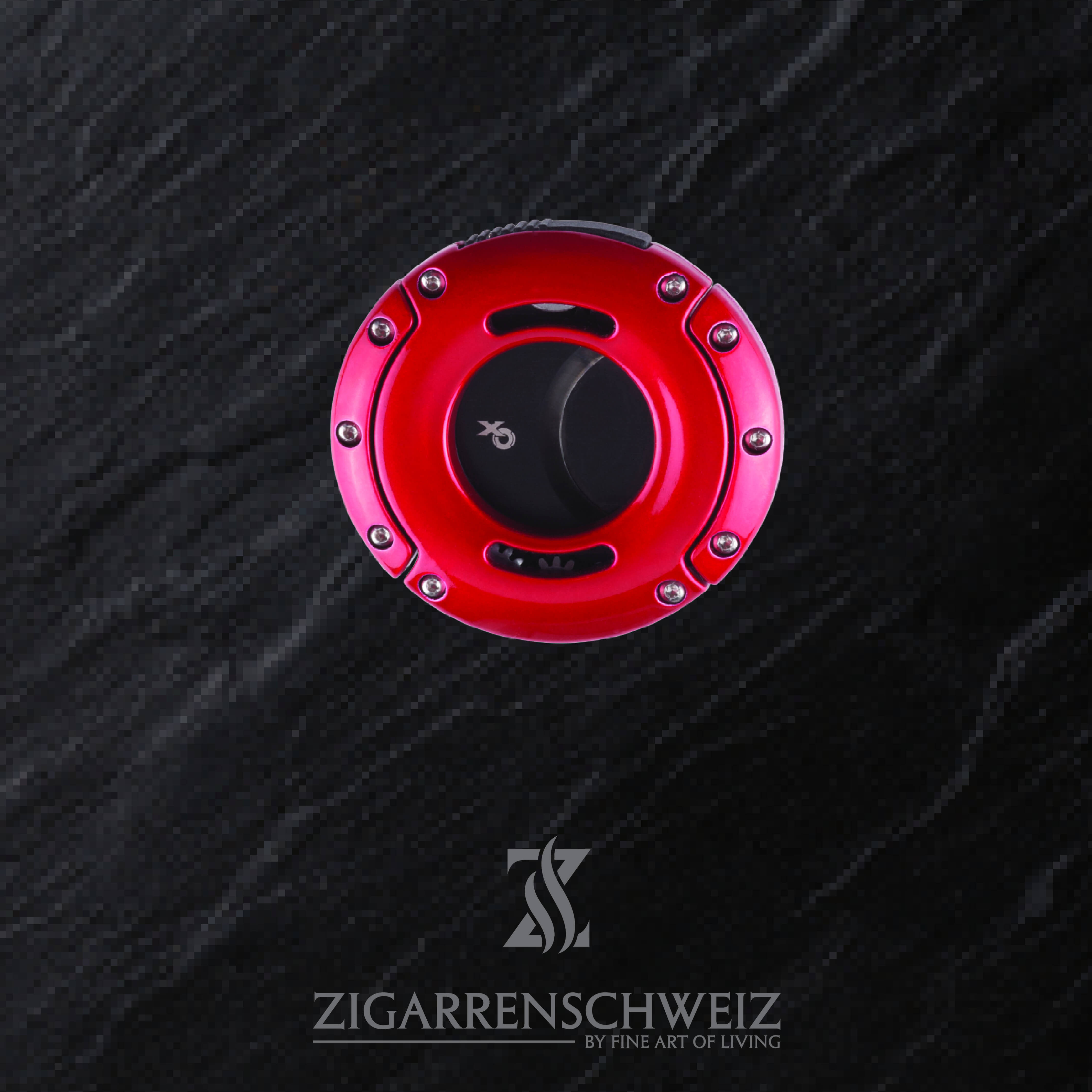 Xikar XO Zigarren Cutter, Farbe Gehäuse: Rot, Farbe Klingen: Schwarz, geschlossen