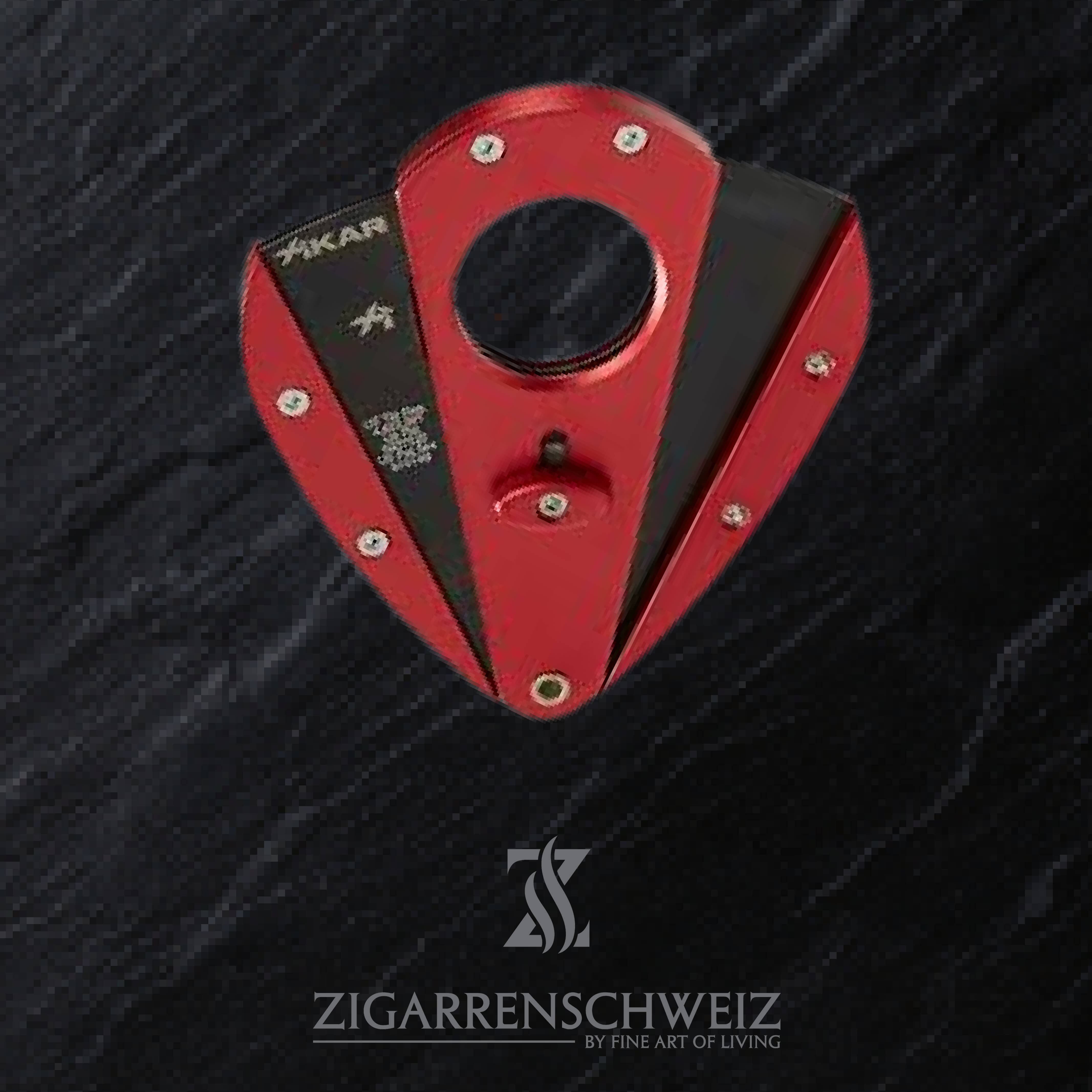 Xikar Xi1 Zigarren Cutter Farbe: Rot, Klingen Farbe: Schwarz, geöffnet