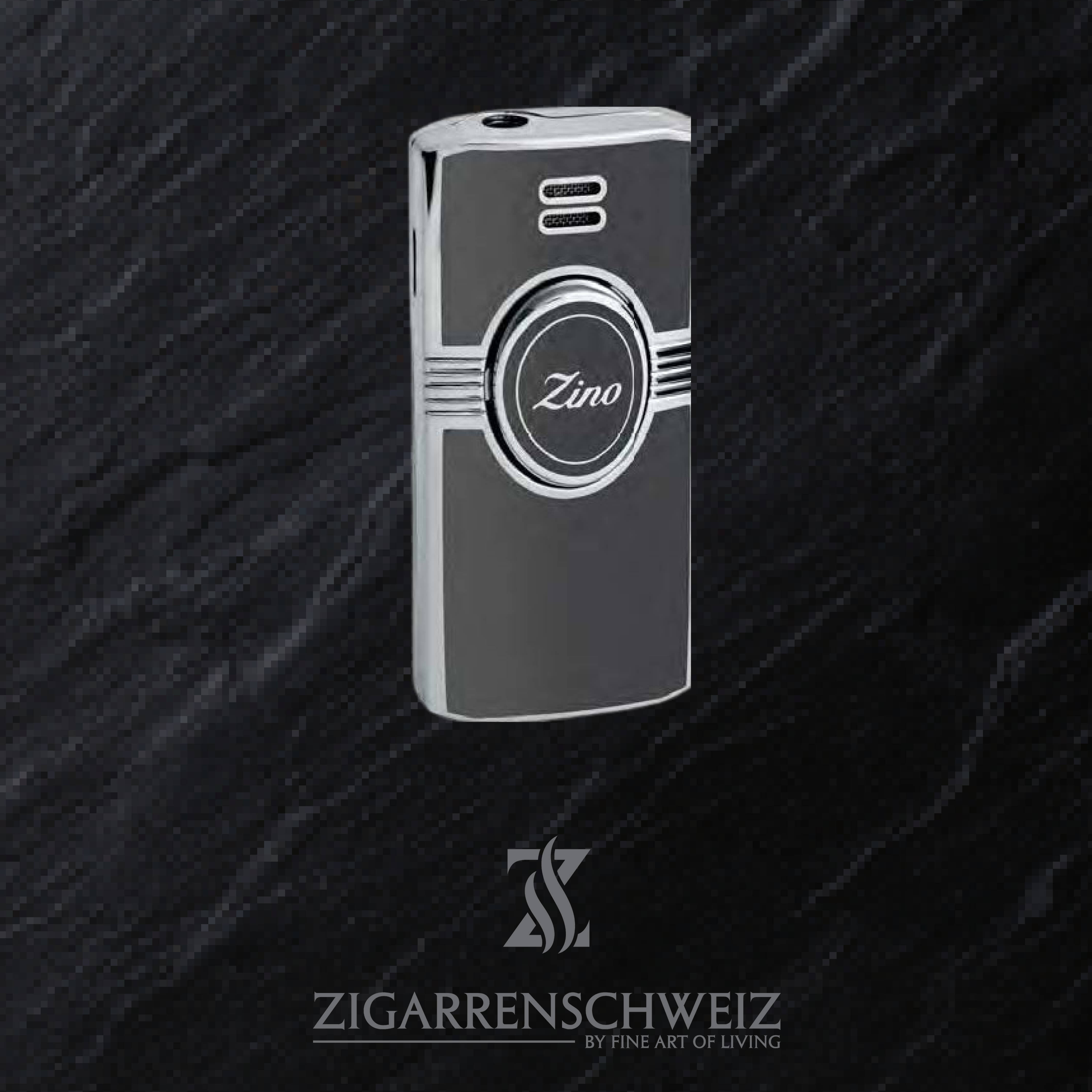 Zino Jet Flame Feuerzeug für Zigarren mit Lederetui, Farbe: dunkel Grau