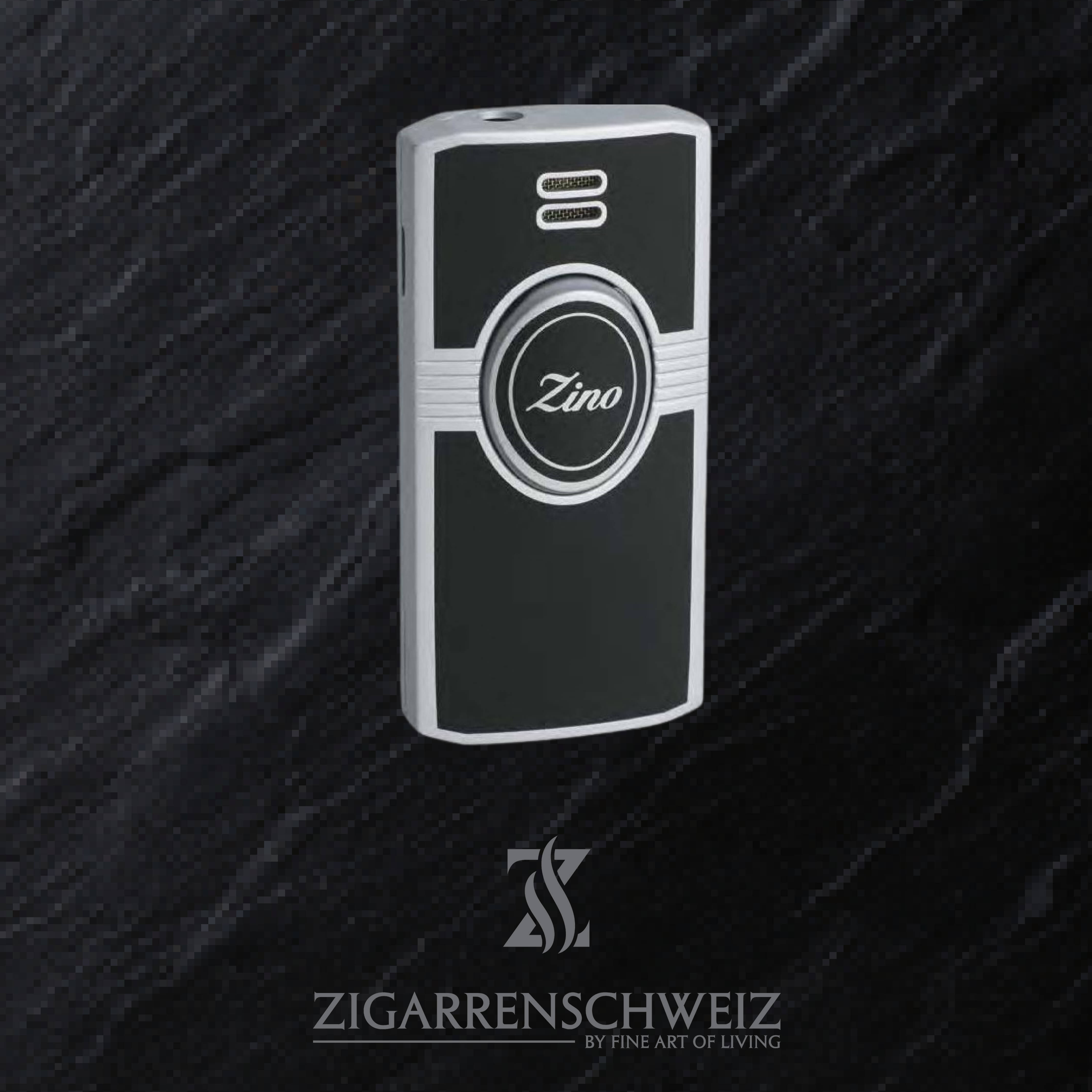 Zino Jet Flame Feuerzeug für Zigarren mit Lederetui, Farbe: Schwarz