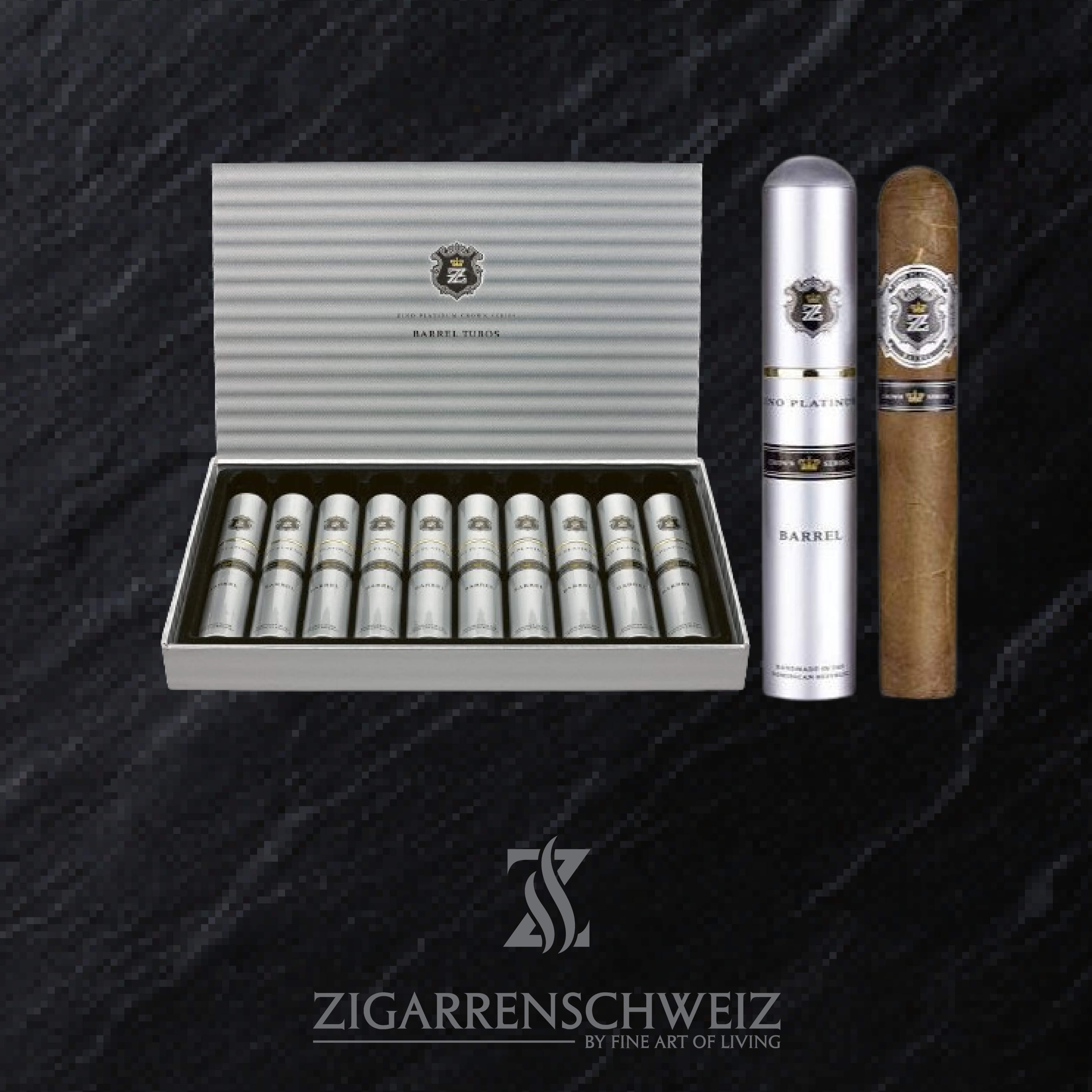 Zino Platinum Crown Series Barrel Zigarren Kiste offen