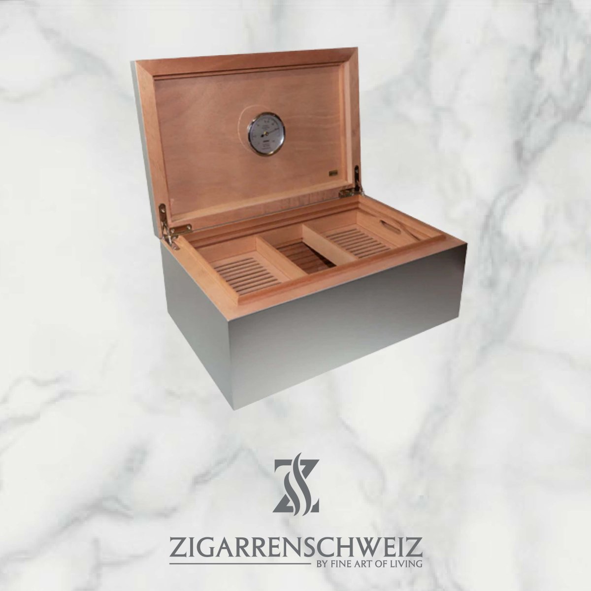 Adorini Aluminium Humidor - Medium, für 68 Zigarren - Zigarrenschweiz Online Zigarren Boutique - 