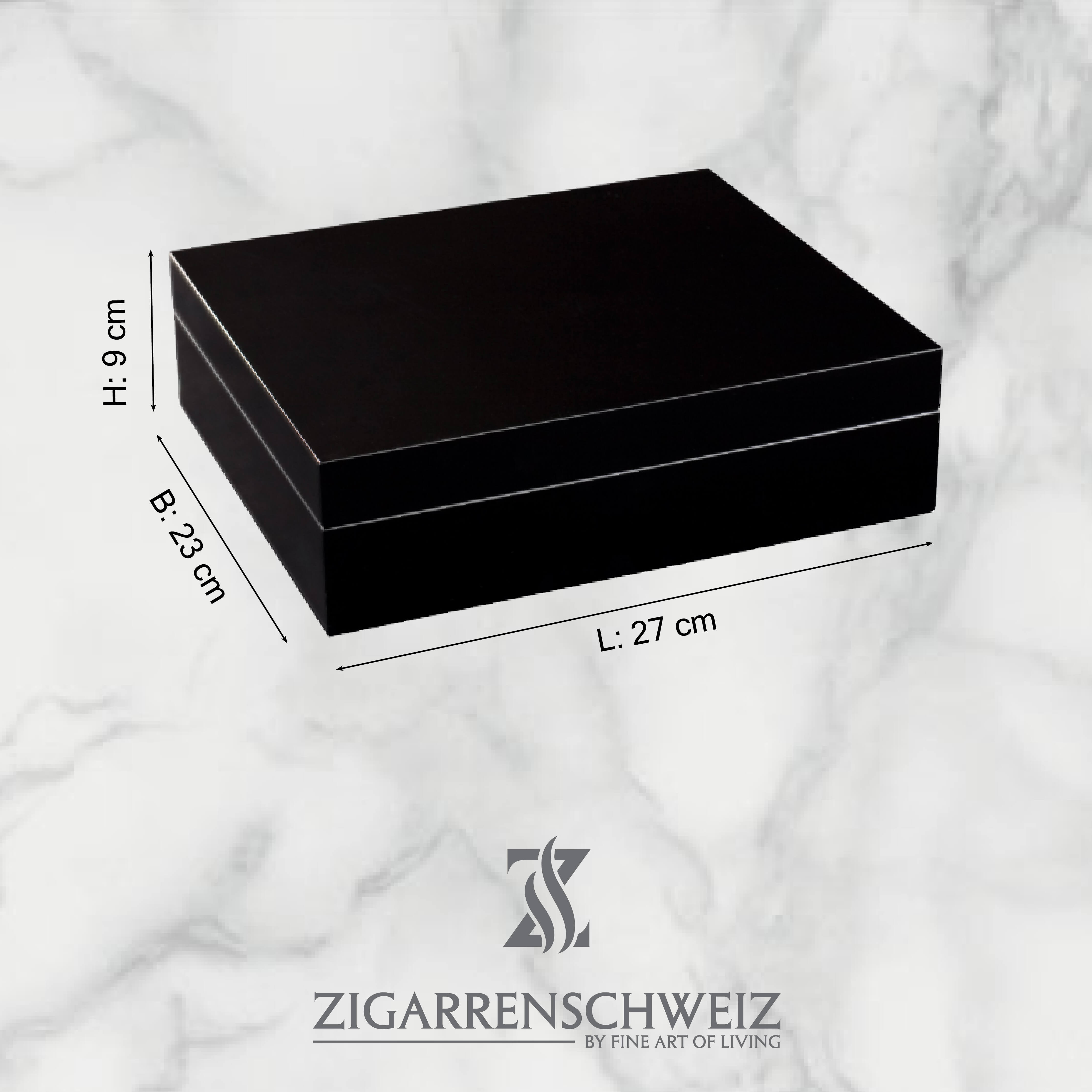 adorini Torino Deluxe Humidor Schwarz geschlossen mit Abmessungen