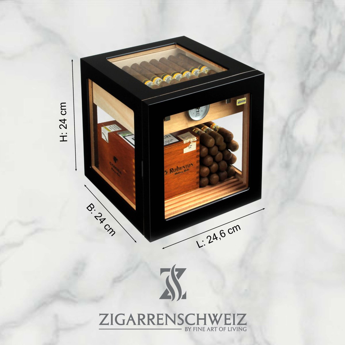 Adorini Cube Deluxe Humidor - für 100 Zigarren - Zigarrenschweiz Online Zigarren Boutique - 