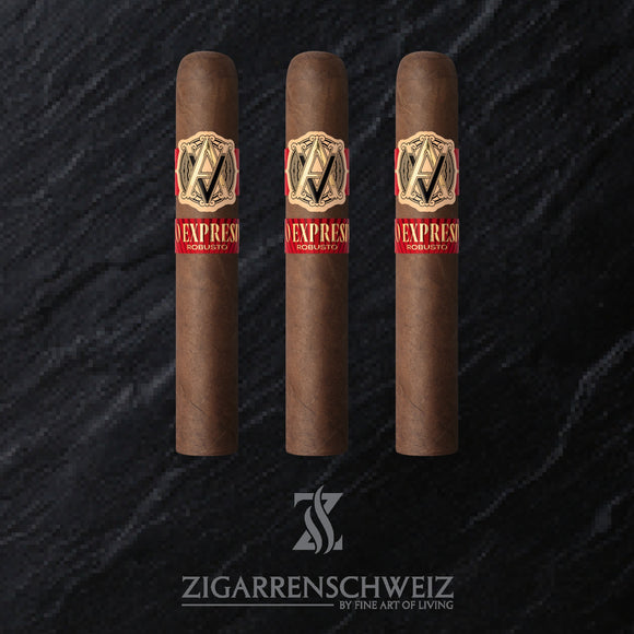 AVO Expresivo Robusto – drei Zigarren nebeneinander (3er Etui)