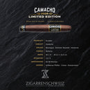 Camacho Limited Edition 2026 Übersicht: Deckblatt Ecuador, Umblatt Honduras, Einlage Nicaragua, Dominikanische Republik und Honduras, Intensität 3,5 von 5