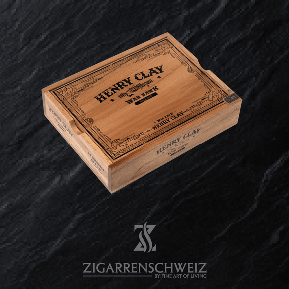 Henry Clay War Hawk Lonsdale 25er Zigarrenkiste geschlossen von Rechts