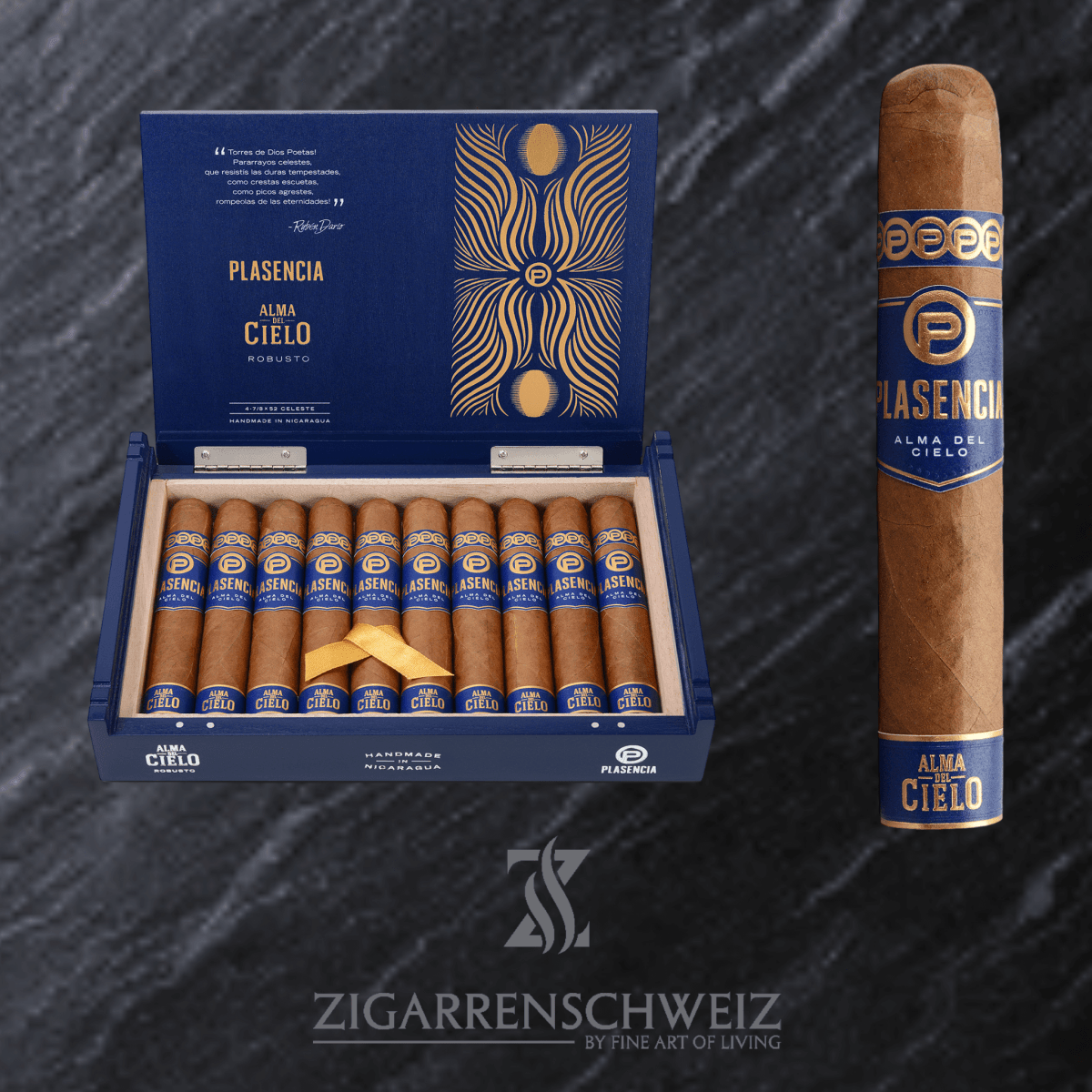 Plasencia Alma del Cielo Celeste Robusto Zigarrenkiste Offen