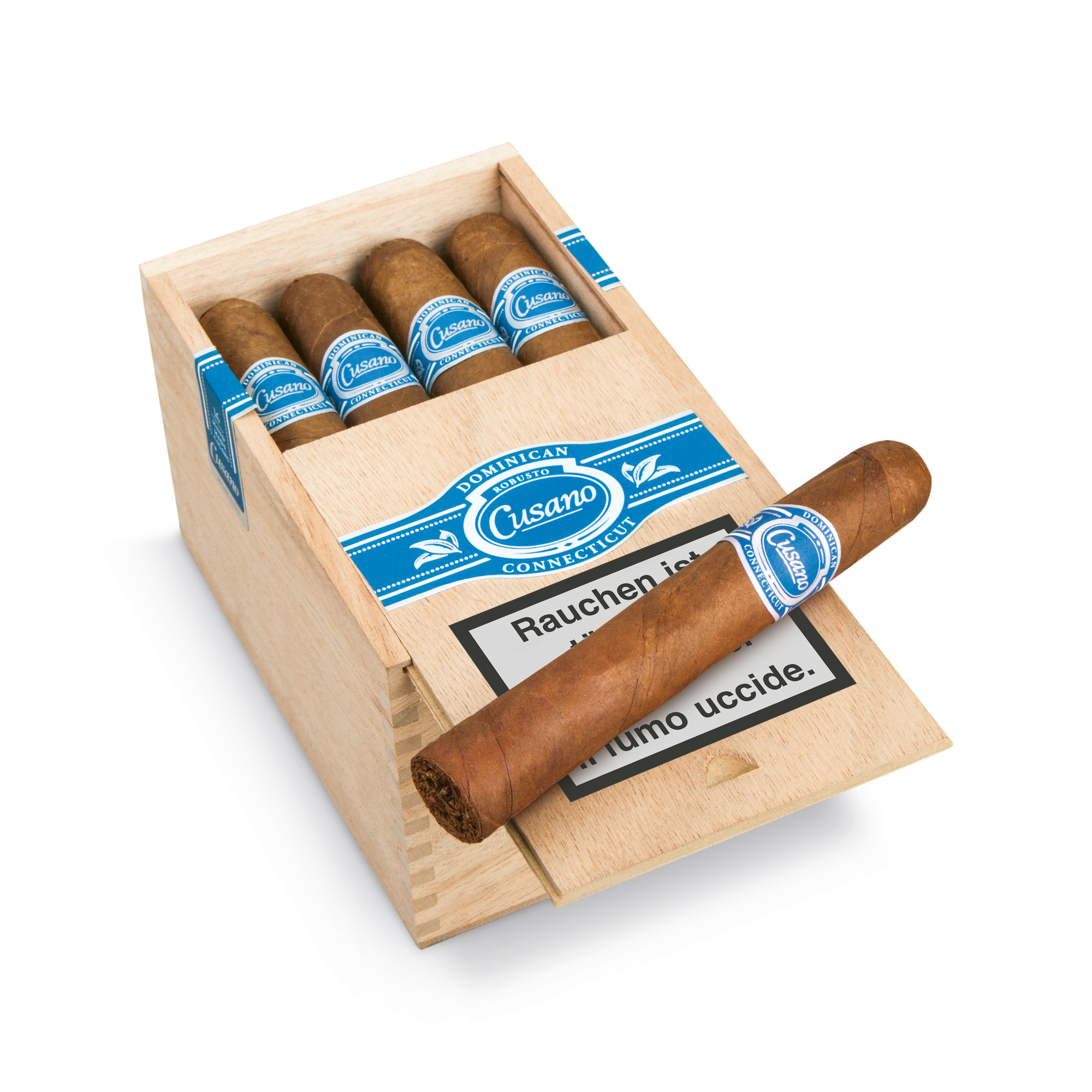 16er Kiste Cusano Dominican Connecticut Robusto Zigarren, Box geöffnet