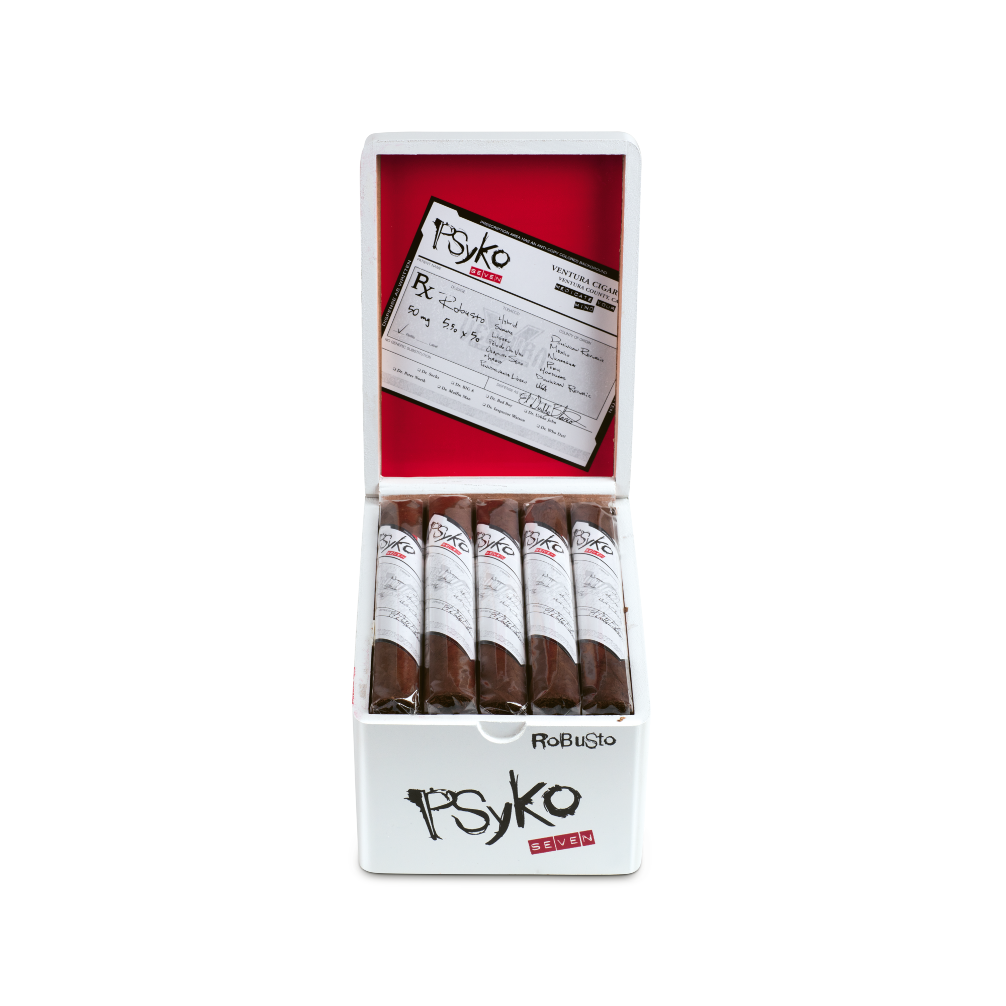 Psyko Seven Natural Robusto Zigarren Box geöffnet
