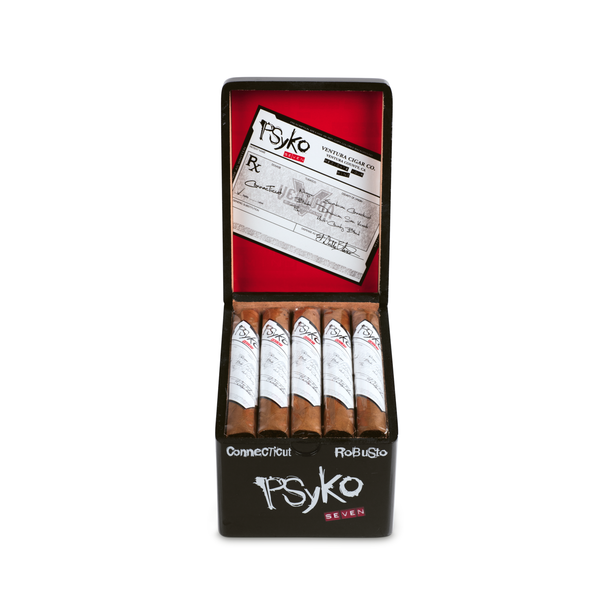 Psyko Seven Connecticut Robusto Zigarren Box geöffnet