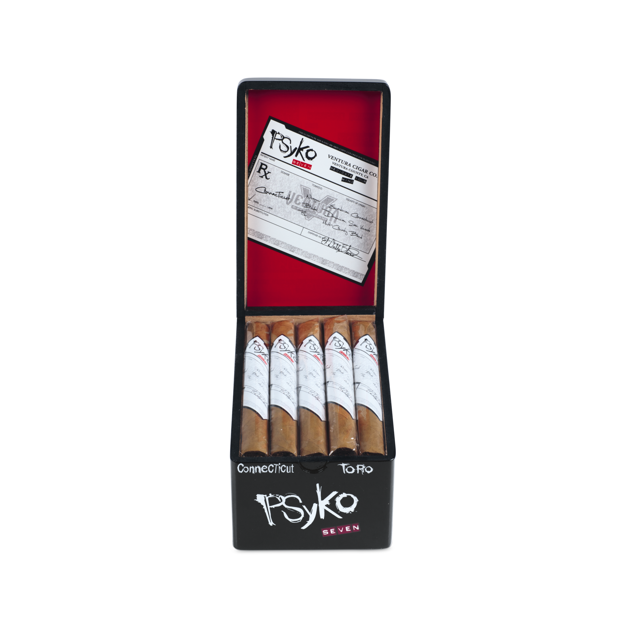 Psyko Seven Connecticut Toro Zigarren Box geöffnet