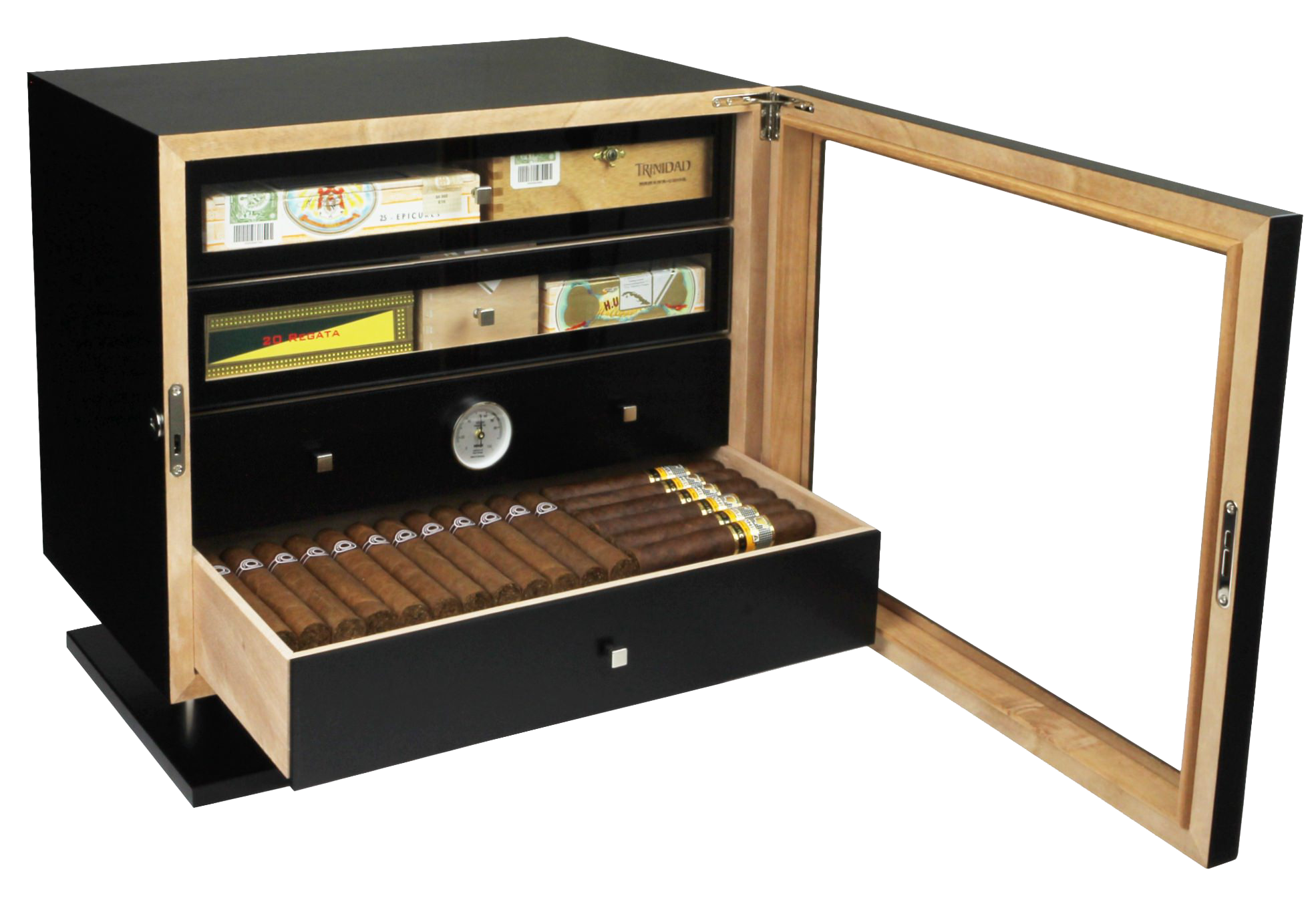 Adorini Varese Deluxe Humidor - schwarz für 500 Zigarren offen