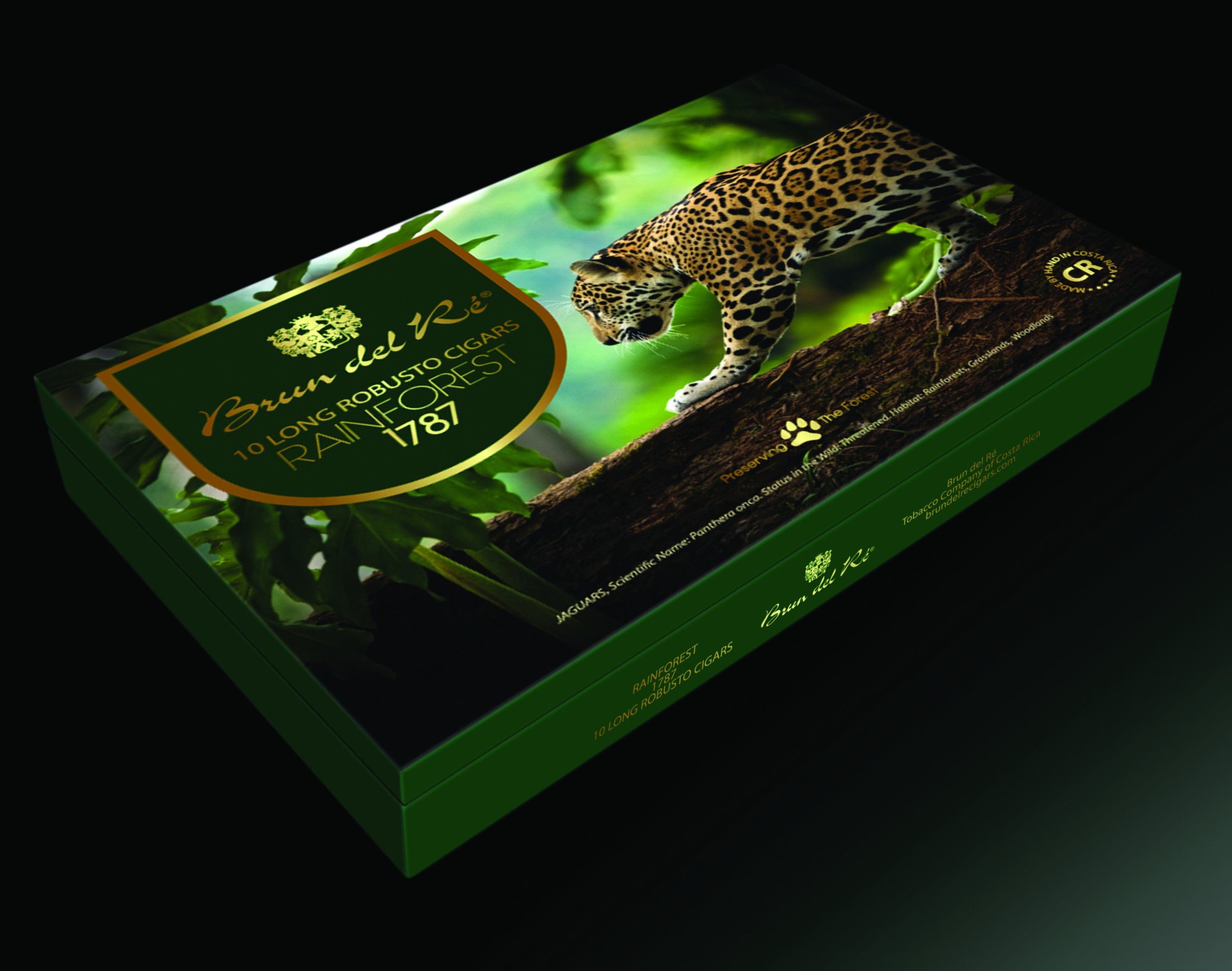 Foto Burn del Re 1787 Rainforest Jaguar Long Robusto Zigarren Kiste