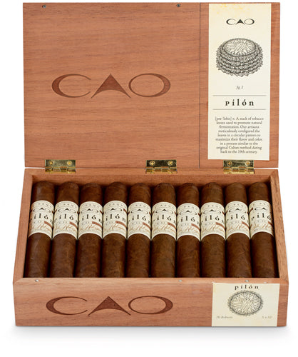 20er Kiste CAO Pilon Robusto Extra Zigarre, Box geöffnet
