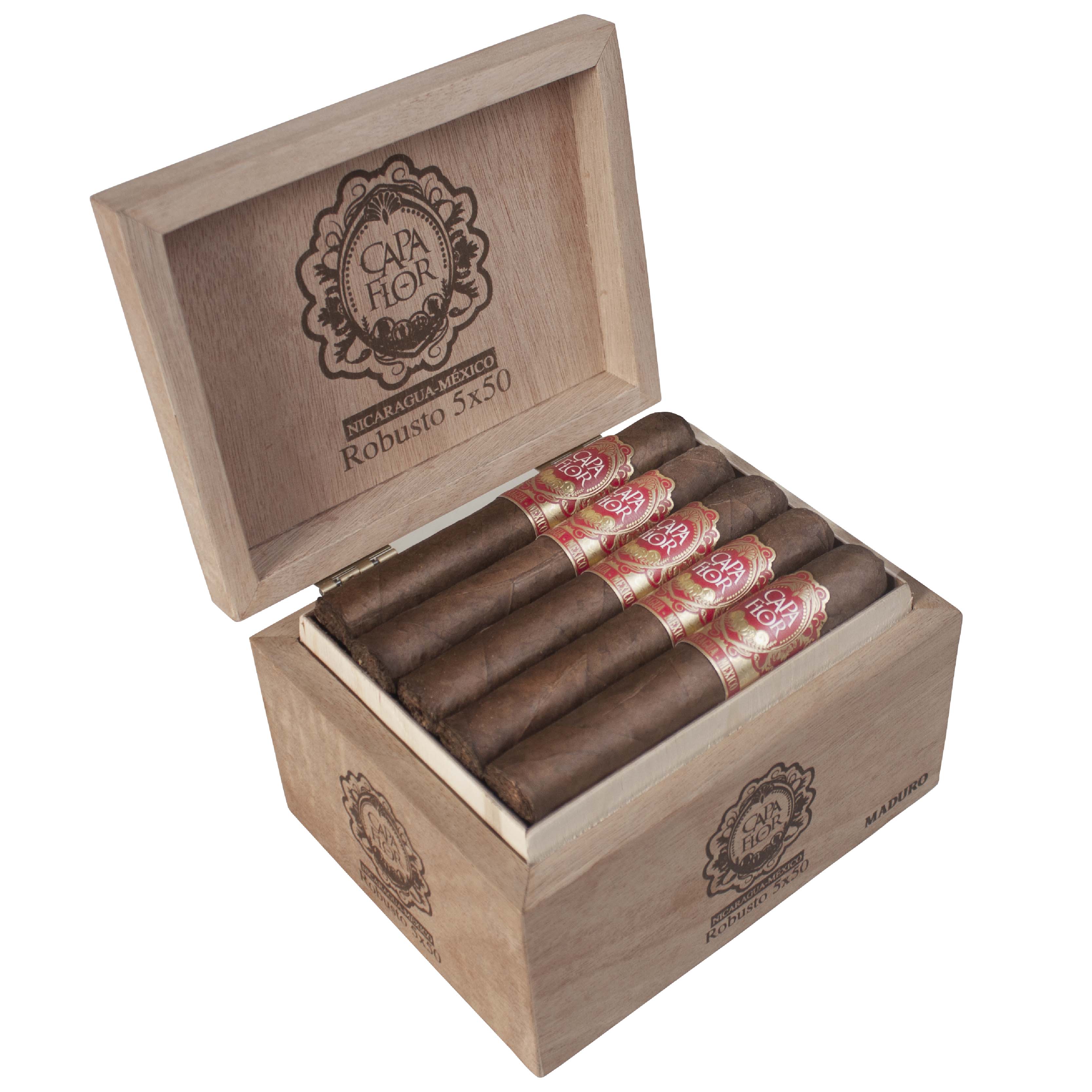 20er Kiste Capa Flor Maduro Robusto Zigarren von der Seitenansicht