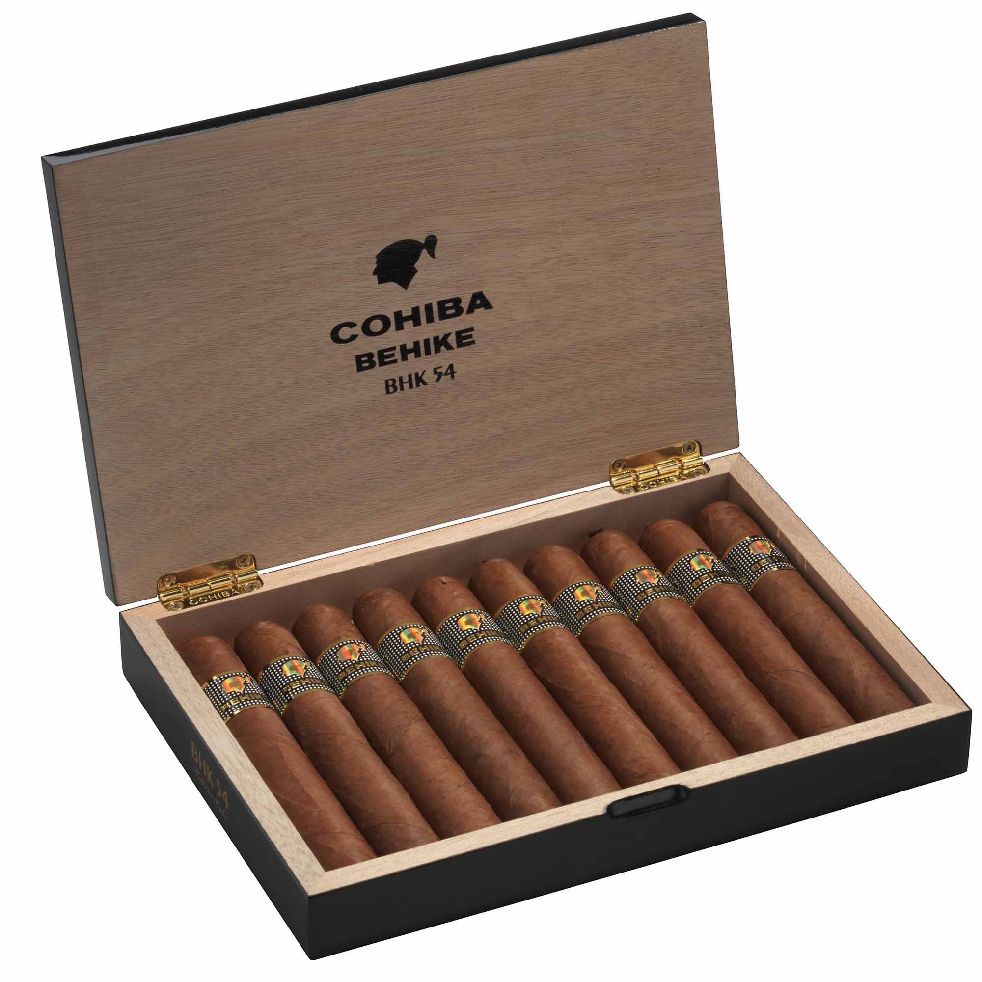 Cohiba Behike 54 Zigarre im Laguito No 5 Format 10er Box geöffnet
