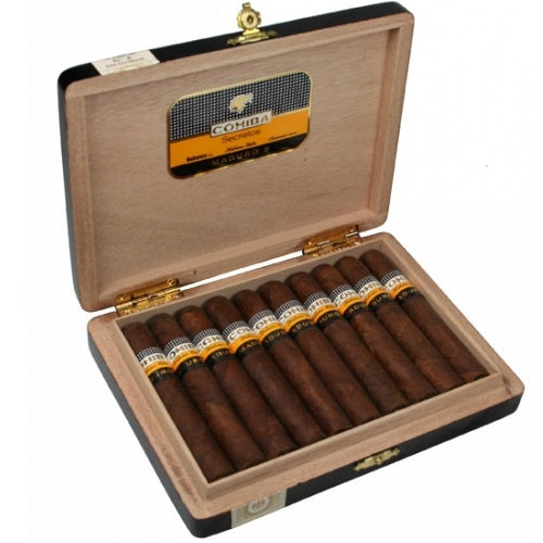 Cohiba Maduro 5 Secretos Zigarre im Petit Corona Format 10er Box geöffnet