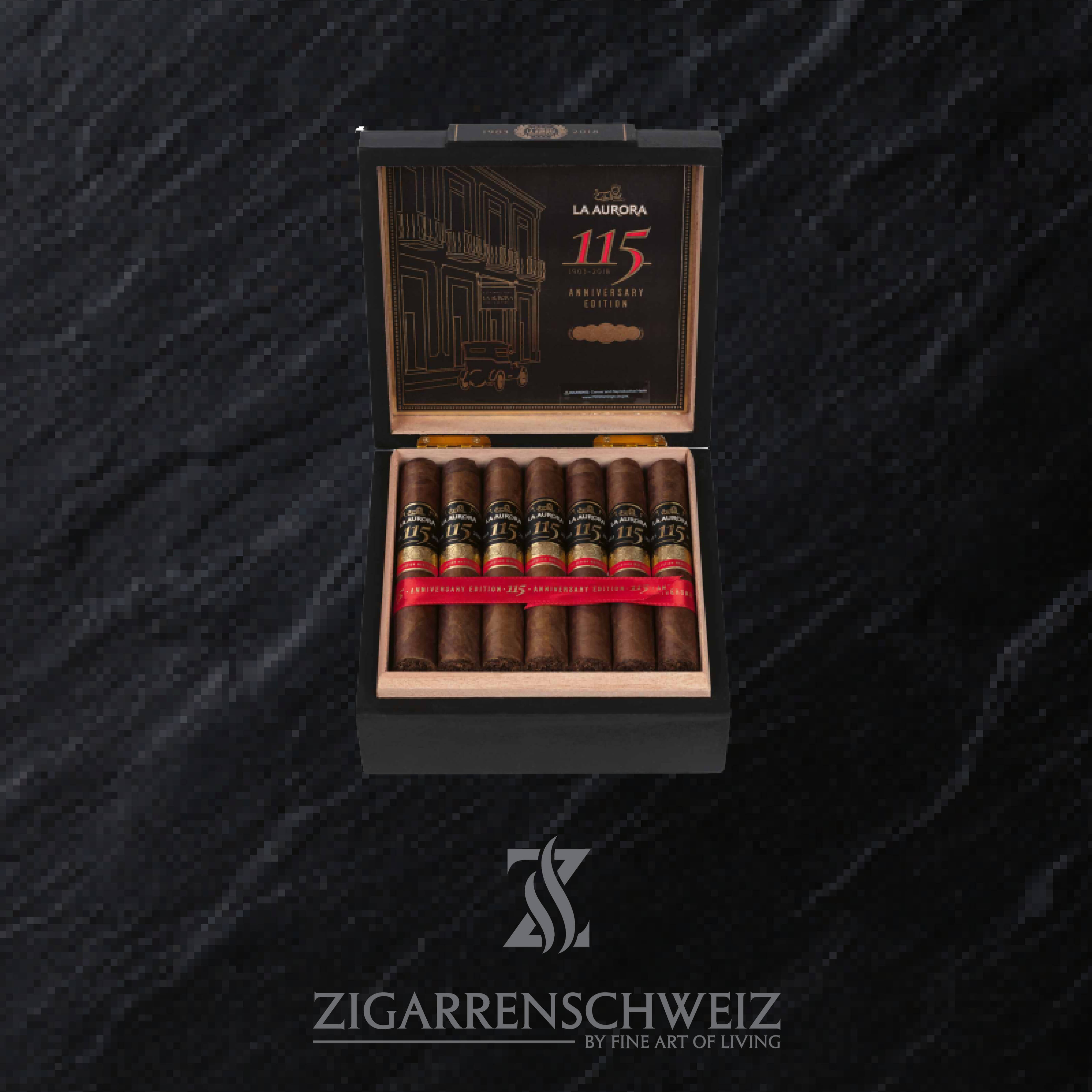 a Aurora 115 Anniversary Robusto Zigarren Kiste geöffnet