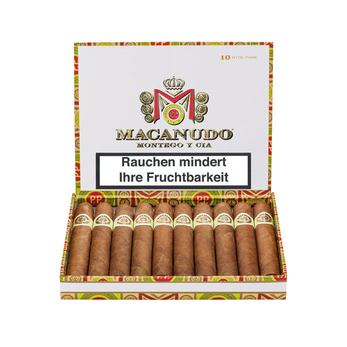 10er Kiste Macanudo Café Hyde Park Gran Corona Zigarren, Box geöffnet