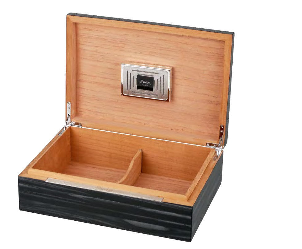 Passatore Humidor für 25 Zigarren, Farbe: Schwarz, offen