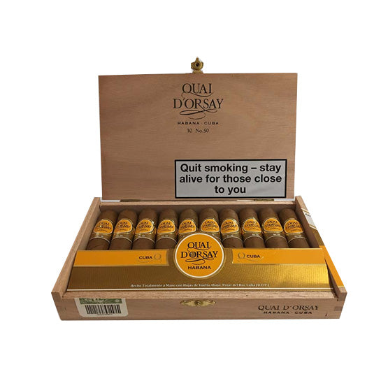 Quai D'Orsay No. 50 Zigarre im Robusto Format 10er Zigarrenbox geöffnet