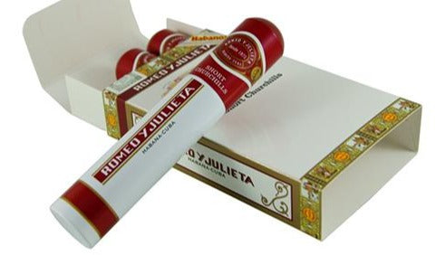 Romeo y Julieta Short Churchill Tube Alu Zigarrenbox 3 geöffnet