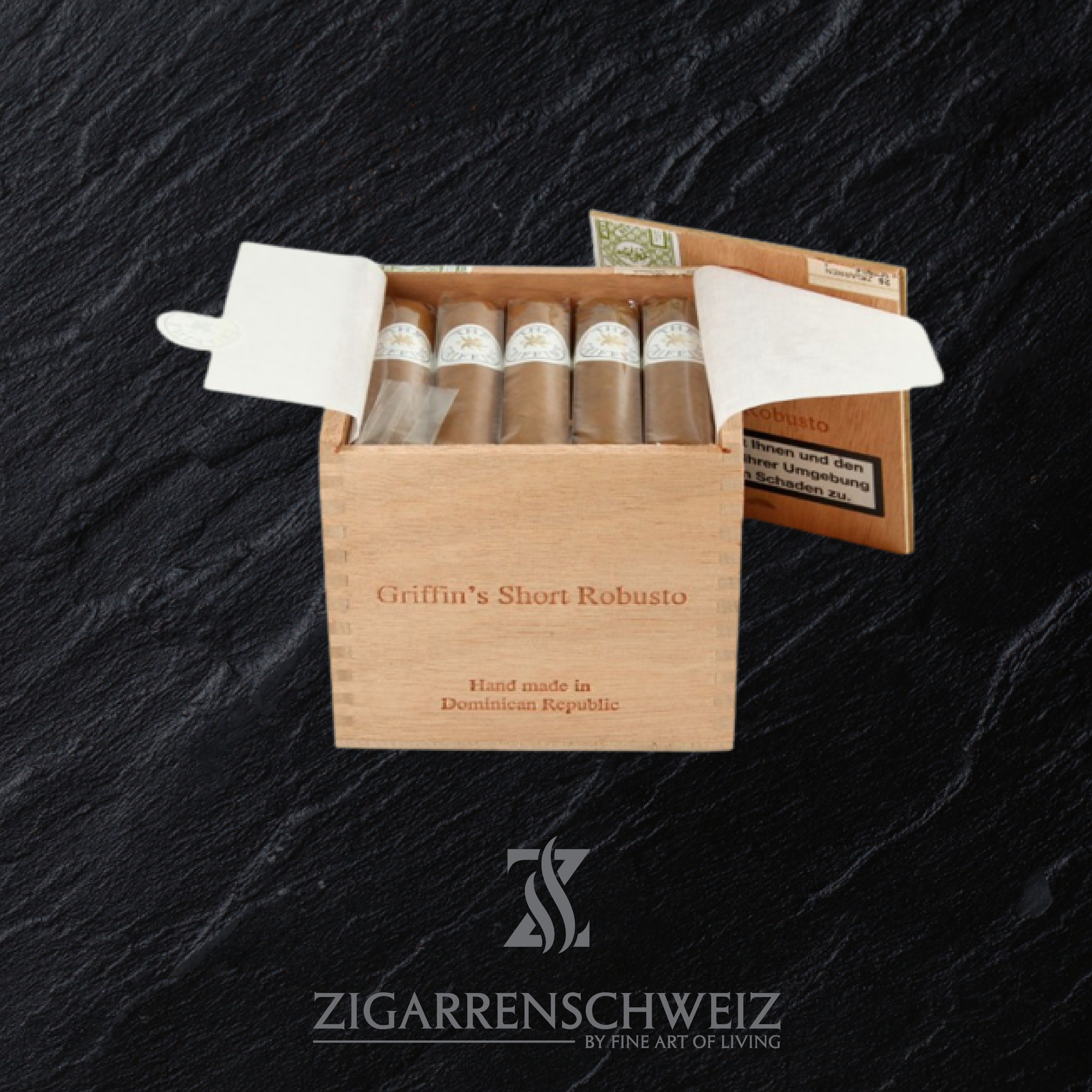 The Griffins Classic Short Robusto 25er Zigarren Kiste geöffnet