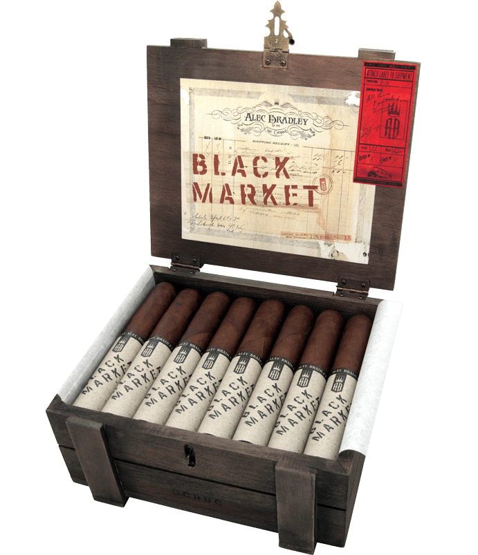 Alec Bradley Black Market Robusto, 25er Zigarre Kiste geöffnet
