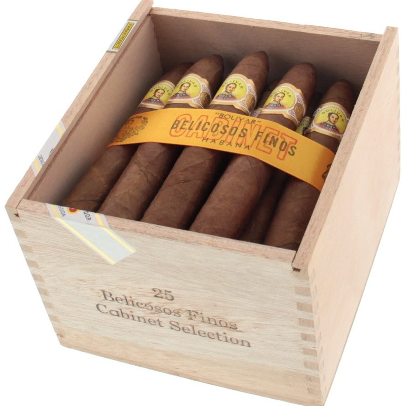 Bolivar Belicosos Finos Zigarre im Belicosos Format 25er Zigarrenbox slide geöffnet