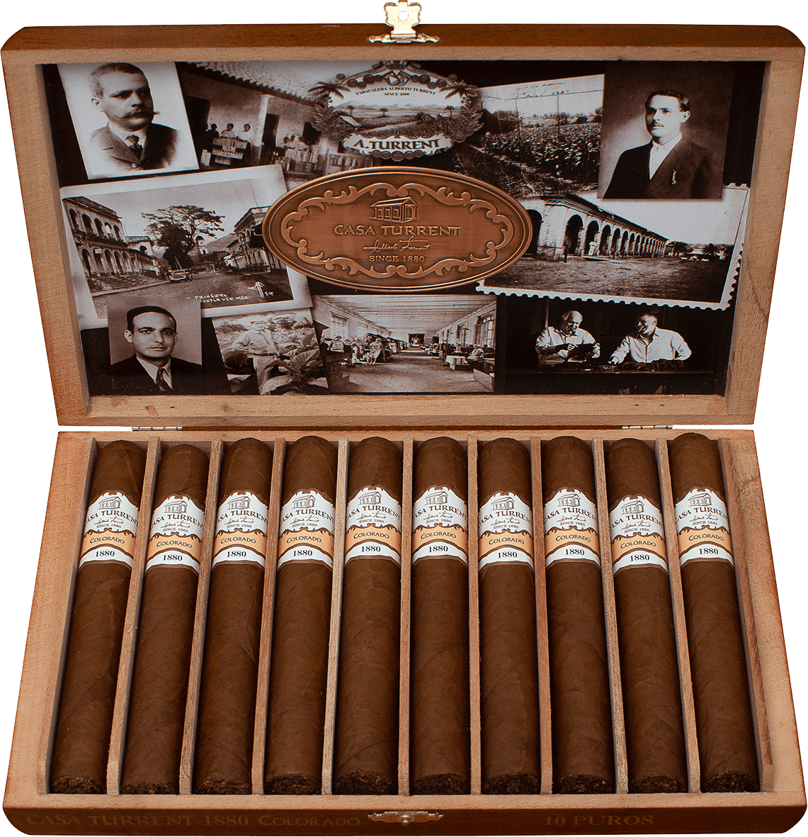 10er Kiste Casa Turrent 1880 Colorado Double Robusto Zigarren, Box geöffnet